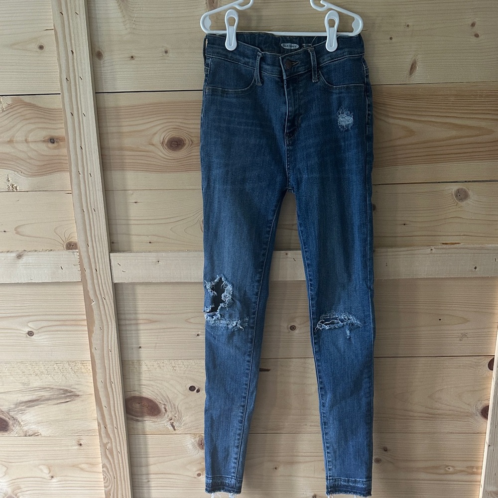 Old Navy Dark Blue Distressed Skinny Jeans